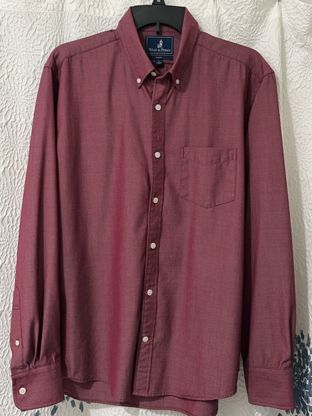 Wool & Prince Men's Button-Down Shirt in Burgundy